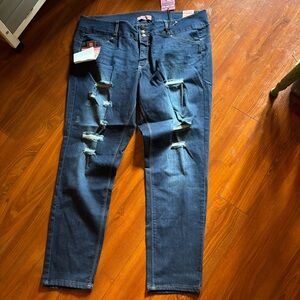 Womens Dark Wash Wax Jeans Butt, I Love You Size 22 BNWT